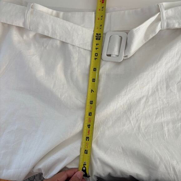 Lane Bryant Linen Blend Wide Leg High Rise Pants Size 20 Belted White Relaxed - Picture 9 of 12